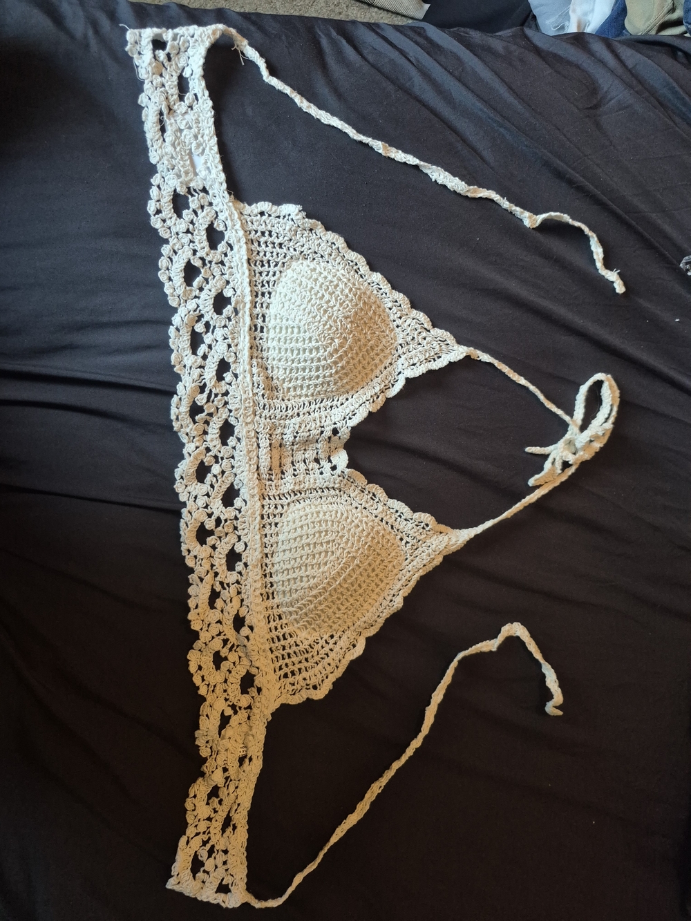 Crochet Triangle Bralette - Cream